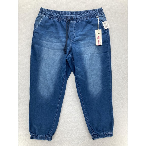 YMI Pants Womens 2X Blue Kozy Fit Knit Denim Jogger Elastic Waist Plus Size NWT - Picture 1 of 13